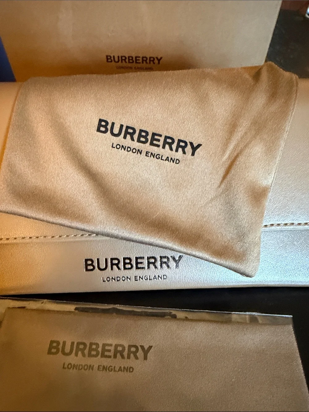 Burberry Gold Aviator Sunglasses with Black Lenses